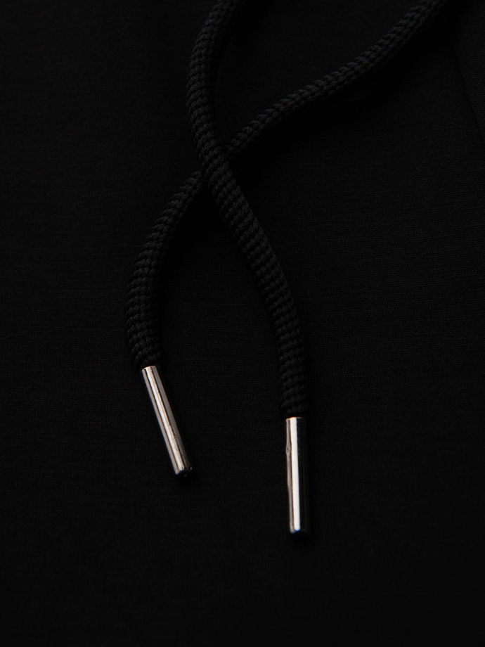 Men's sweatpants with ribbed legs and rubber print - black V1 OM-PASK-0223