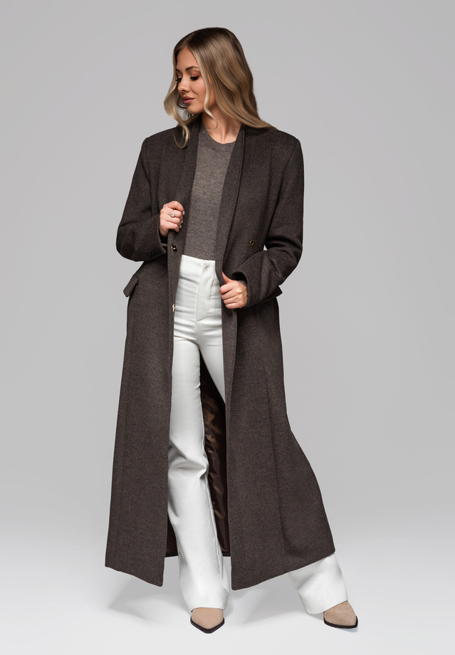 Men's minimalist coat with detachable vest - beige V1 OM-COLC-0139