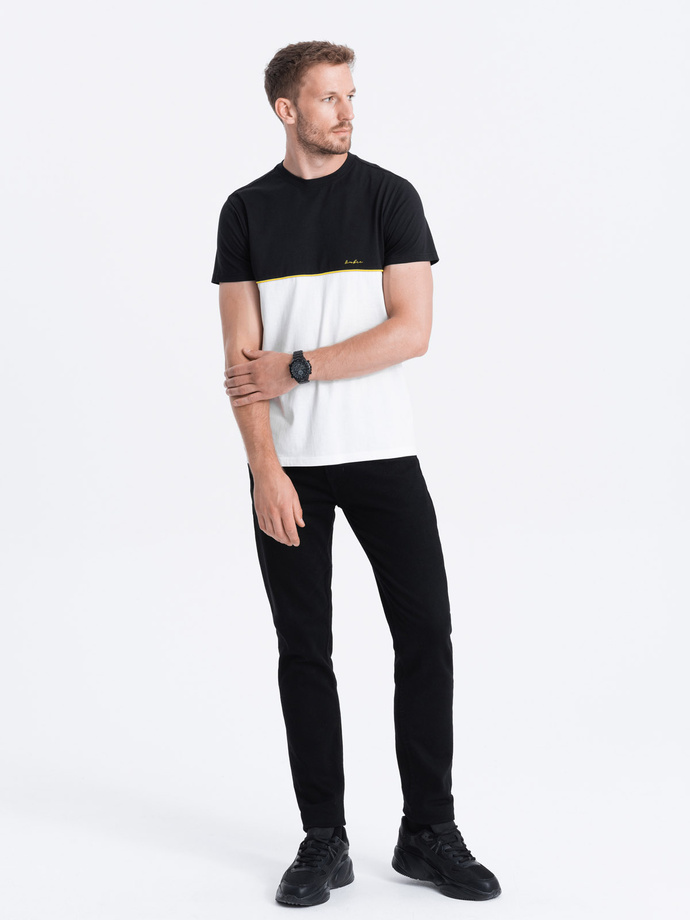 Men's two-tone cotton t-shirt - black and white V2 S1619
