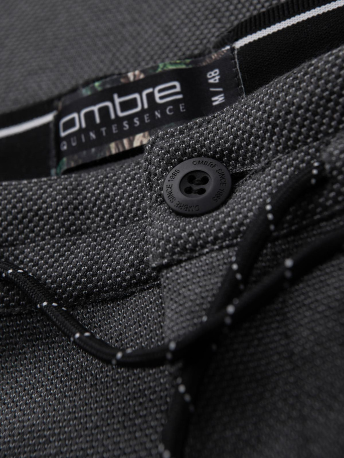 Men's knitted pants with elastic waistband - dark grey V2 OM-PACP-0116