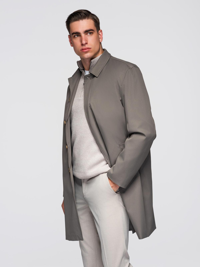 Men's minimalist coat with detachable vest - ash V6 OM-COLC-0139