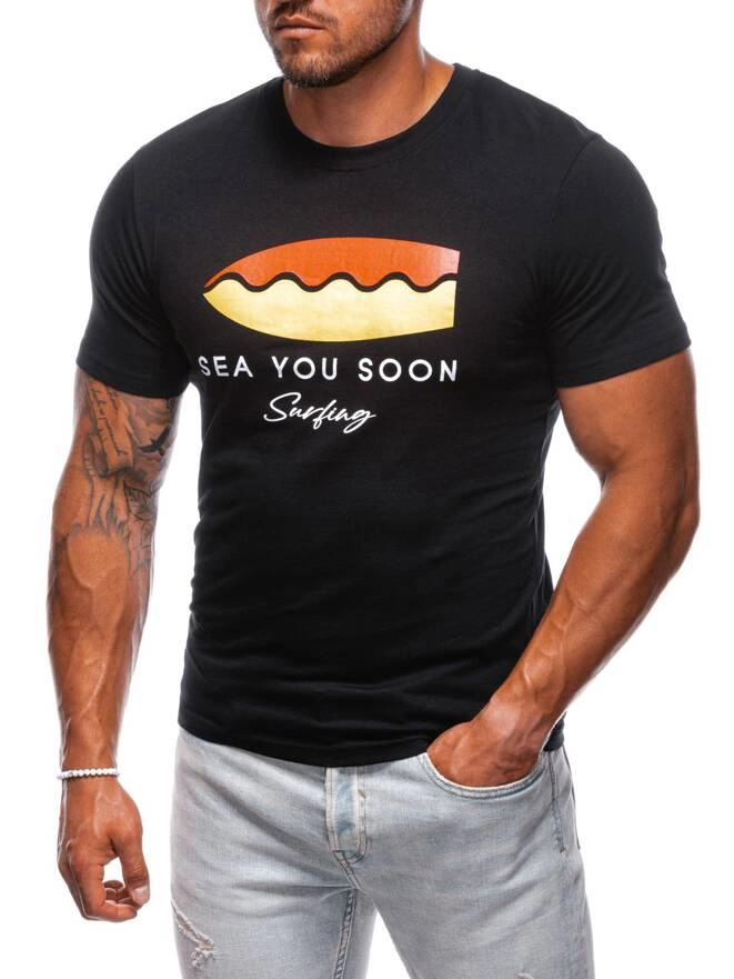 Men's printed t-shirt S2003 - black