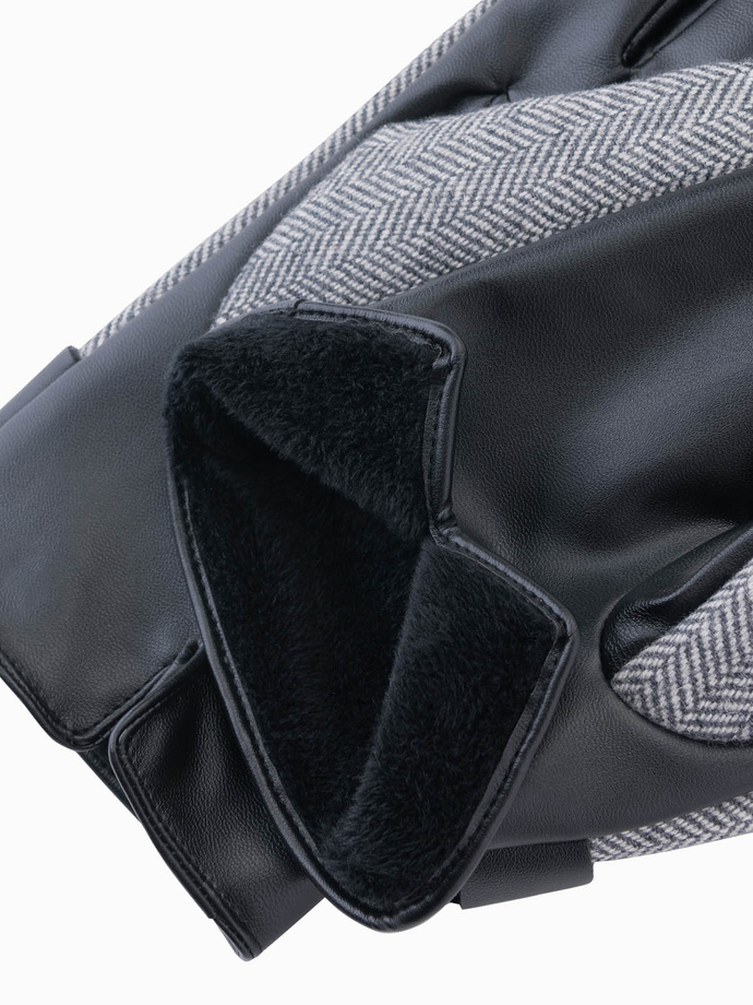 Elegant men's wool blend gloves - grey melange V1 OM-ACGL-0111