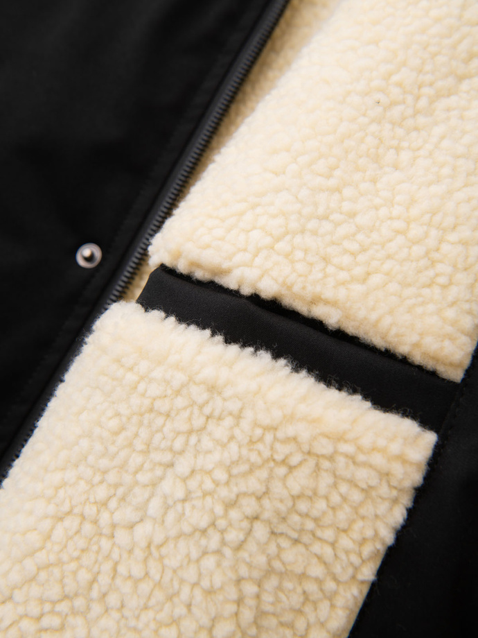 Warmed quilted men's jacket with raglan sleeves - extinguished purple V6 OM-JAHP-0302