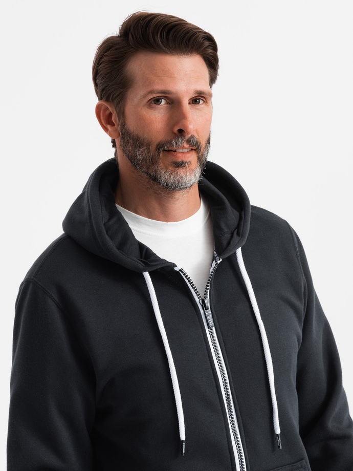 Bluza męska rozpinana z kapturem BASIC - czarna V1 B977