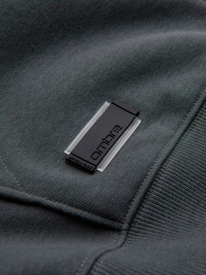 Rozpinana męska dresowa bluza BASIC – grafitowa V11 OM-SSBZ-0160