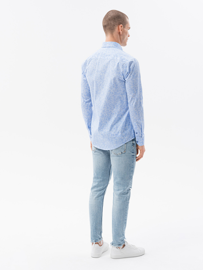 Men's shirt with long sleeves - light blue K608