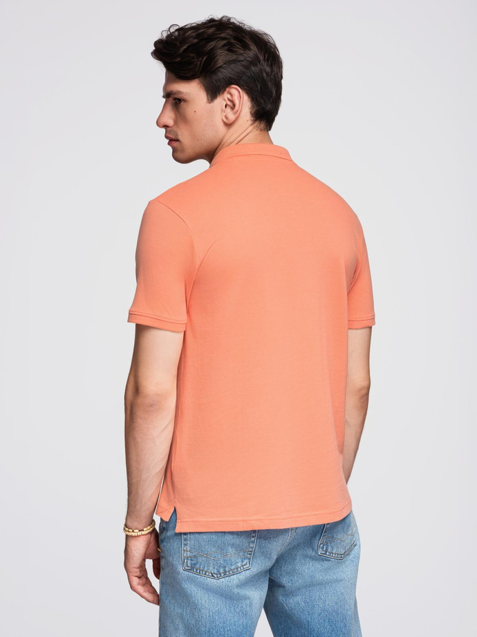 Men's BASIC single color pique knit polo shirt - peach V19 OM-POBS-0100