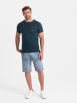 Men's denim short shorts with subtle washes - light blue V1 OM-SRDS-0145