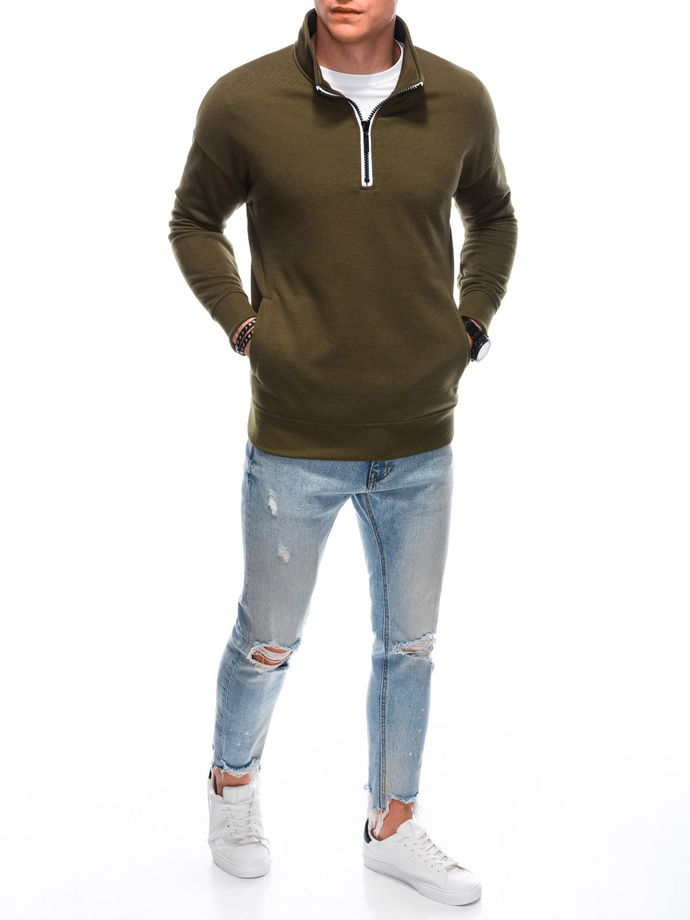 Men's stand-up collar sweatshirt  - olive B1353