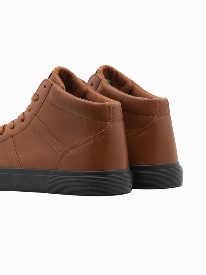 Men's ankle sneakers with contrasting sole - camel V5 OM-FOTH-0124