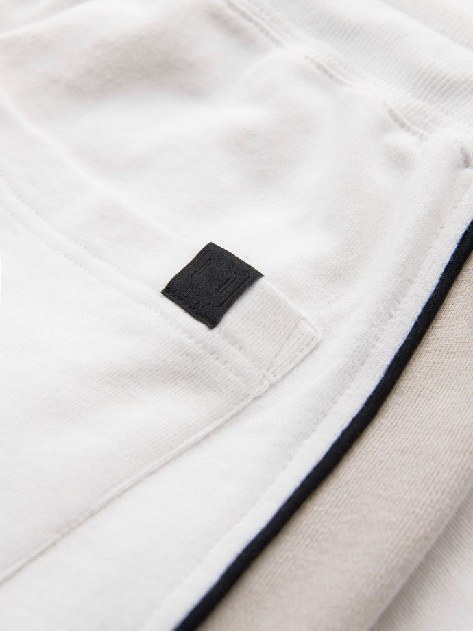 Men's short sweat shorts with wide stripes - broken white V1 OM-SRSK-0182