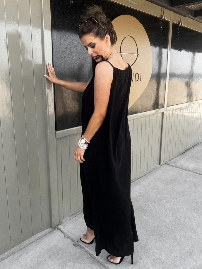 Linen maxi dress - DLR114 black