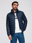 Men's quilted jacket with two fasteners - navy blue V1 OM-JALP-0231