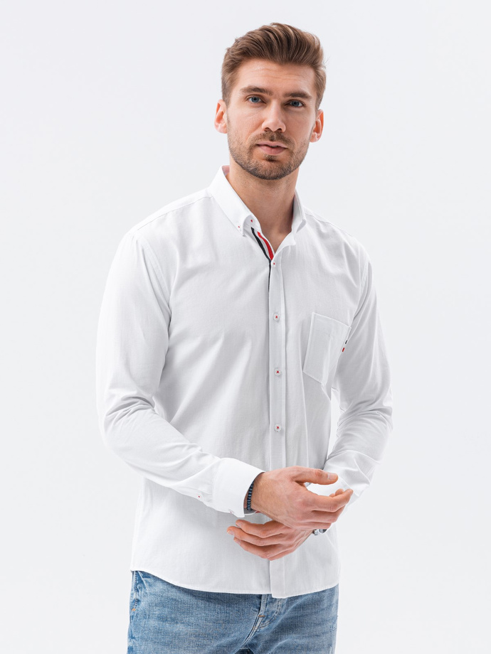 Men's shirt with long sleeves - white K643