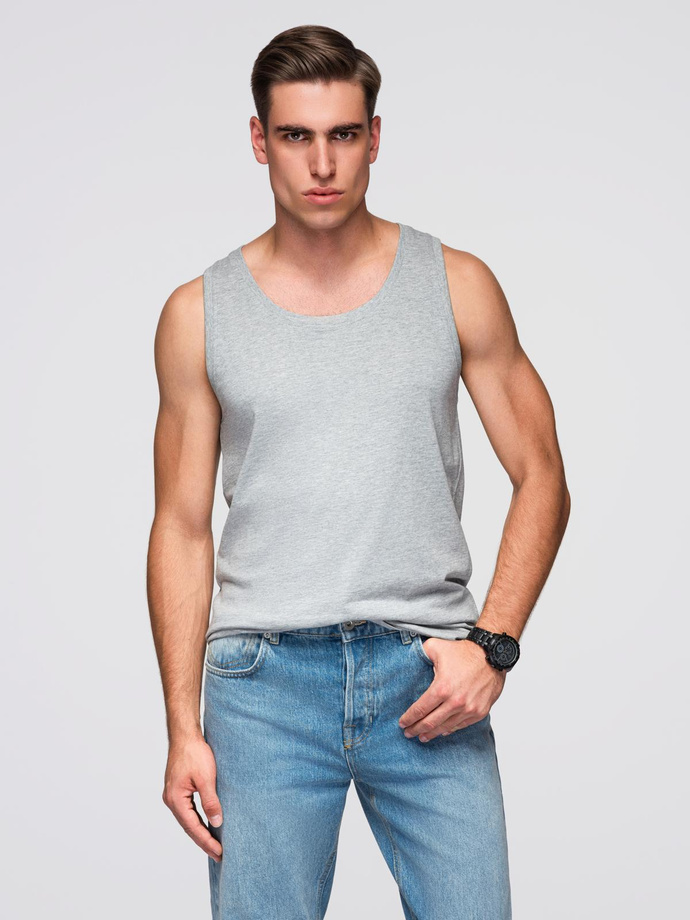 Men's BASIC cotton tank top - grey melange V2 OM-TSBT-0192
