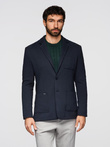 Men's SLIM knit jacket with subtle texture - navy blue V3 OM-BLZB-0101