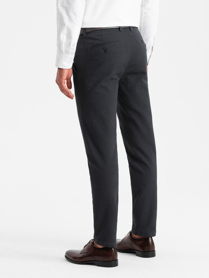 Spodnie klasyczne męskie chino z delikatną teksturą - grafitowe V4 OM-PACP-0188