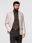 Men's REGULAR cut jacket with linen - light beige V2 OM-BLZB-0128
