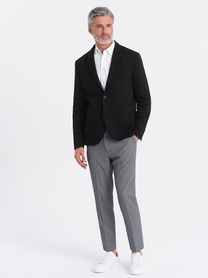 Men's jacket with patch pockets - black V5 OM-BLZB-0127