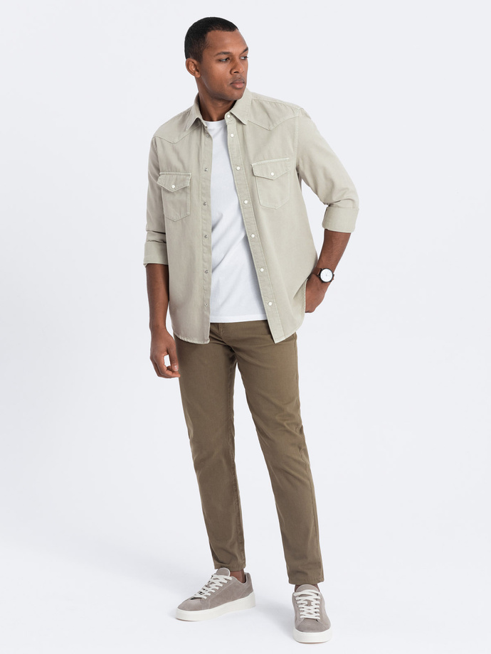 Men's tailored chino pants - olive V3 OM-PACP-0151