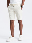 Men's pre-knee BASIC sweat shorts - cream V5 OM-SRBS-0149