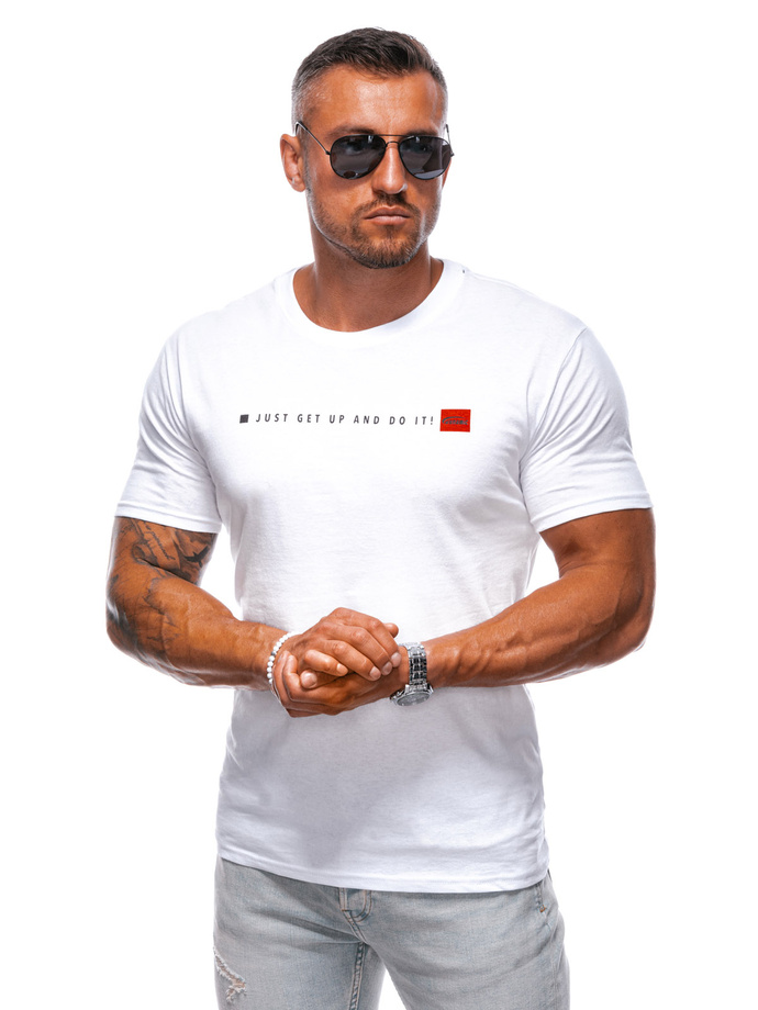 T-shirt męski z nadrukiem S2013 - biały