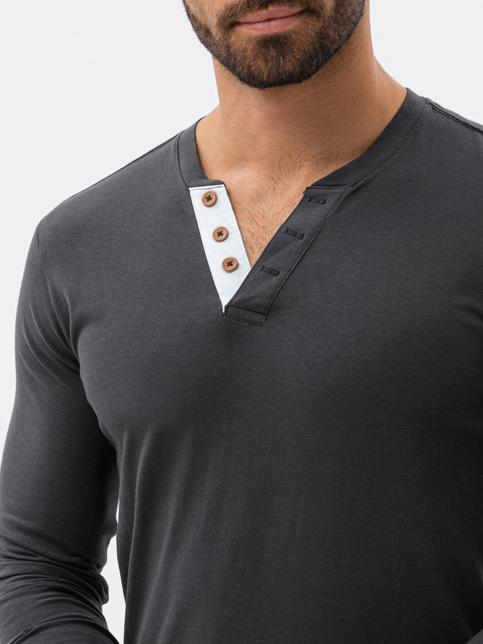Men's plain longsleeve L133 - dark grey V9