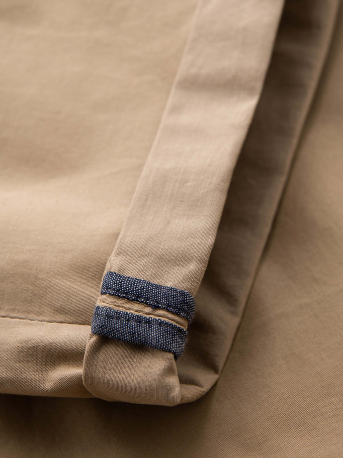 Classic men's chino shorts with rolled up leg - beige V11 OM-SRCS-0197