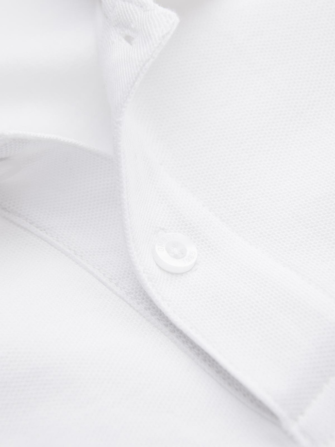 BASIC men's single color pique knit polo shirt - white V4 OM-POBS-0100