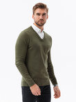 Men's sweater with white collar - olive V5 E120