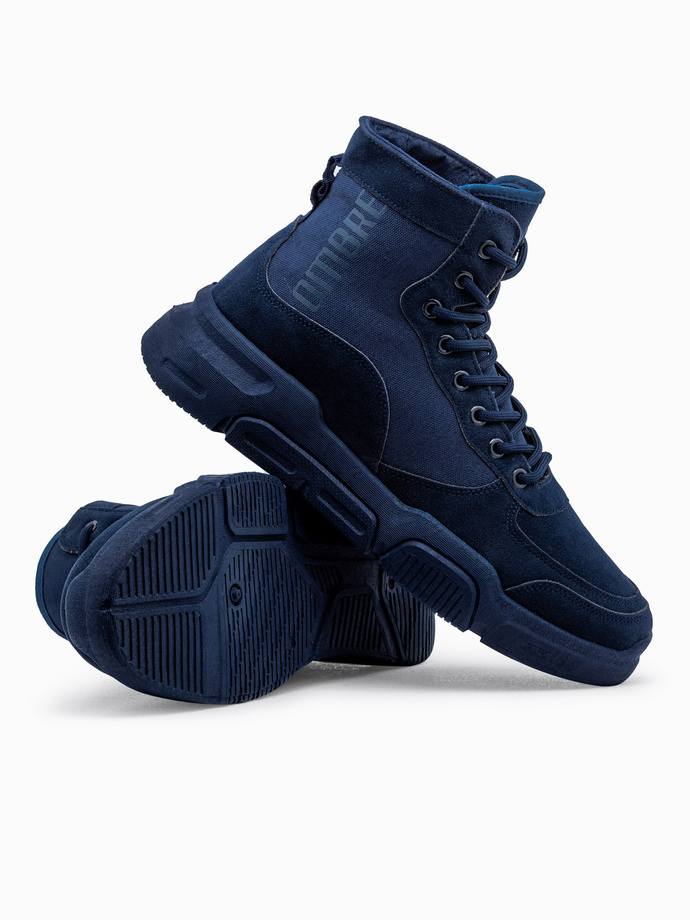Men's ankle sneaker boots with sculpted sole - navy blue V4 OM-FOBO-0122