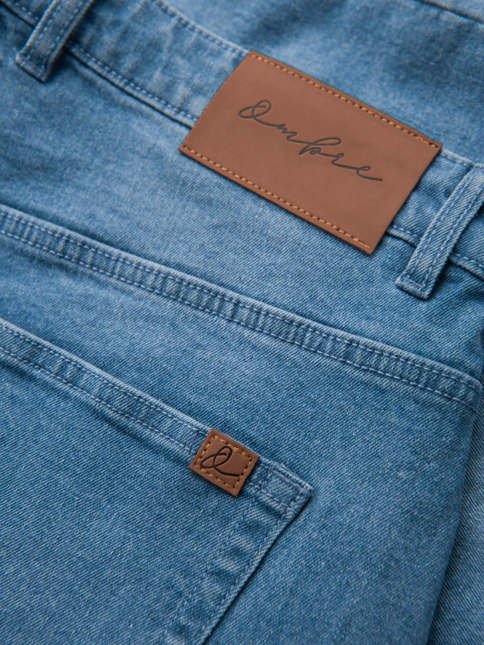 Jeansowe szorty męskie z podwiniętą nogawką - niebieskie V2 OM-SRDS-0164