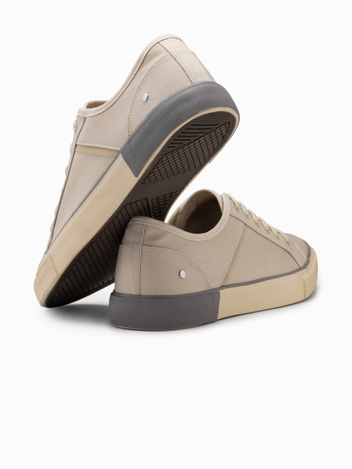 Classic men's sneakers with rivets - cream V2 OM-FOTL-0147