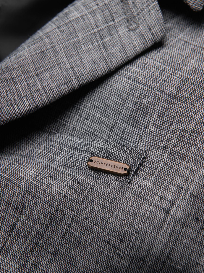 Men's REGULAR cut jacket with linen - graphite V5 OM-BLZB-0128