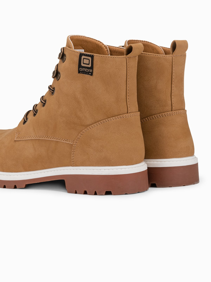 Buty męskie zimowe trapery - camel V1 T314