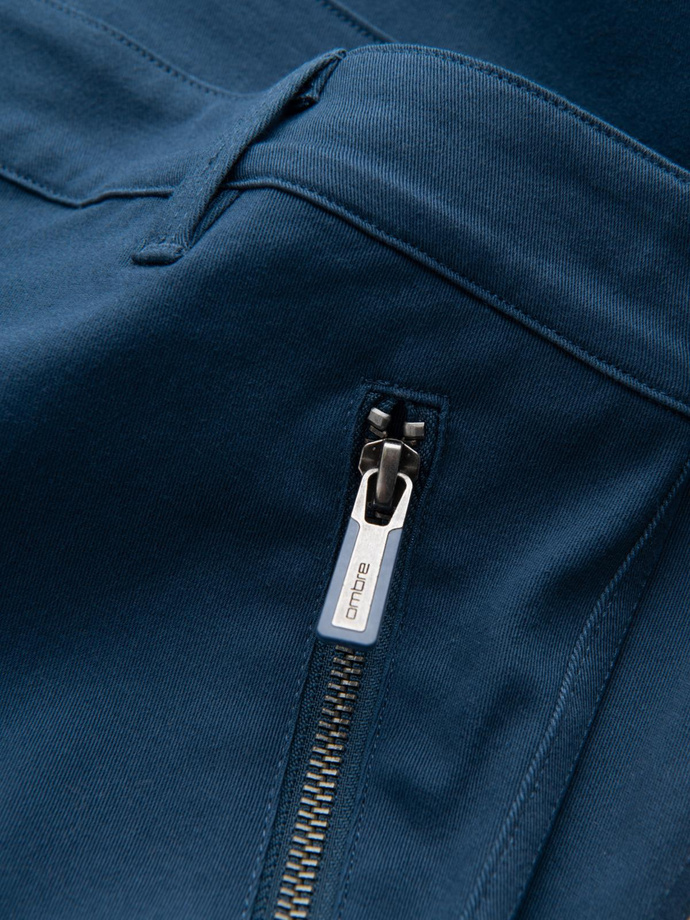 Men's STRAIGHT LEG cargo pants with zippered pockets - dark blue V1 OM-PACG-0204