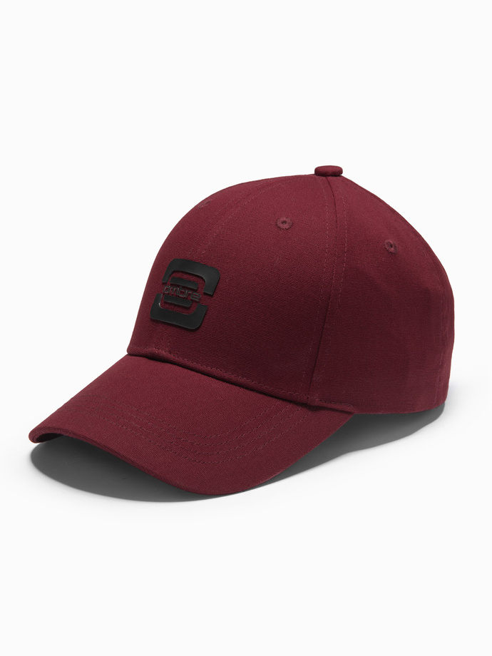 Czapka bejsbolówka męska z logo – bordowa V3 OM-ACCS-0100