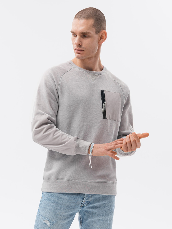 Men's hoodless sweatshirt - light grey B1151