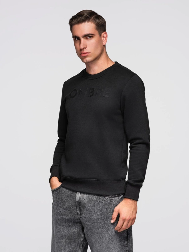 Classic men's sweatshirt with inscription - black V4 B1711