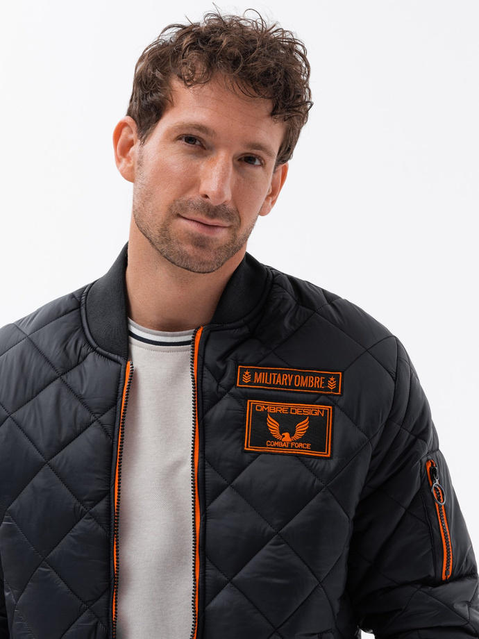Men's insulated bomber jacket - black C357