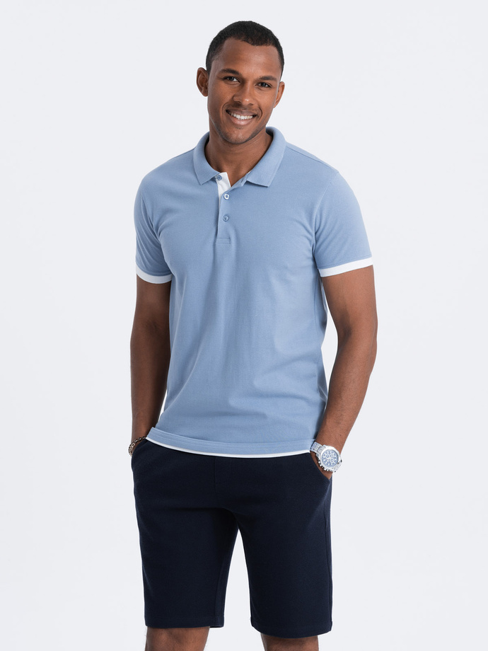 Men's plain polo shirt - blue S1382