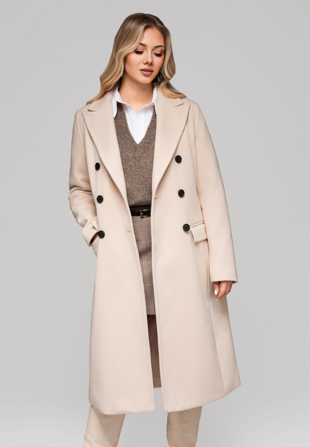 Women's double-breasted fitted coat LARICA OW-COLC-0108 v3 - beige
