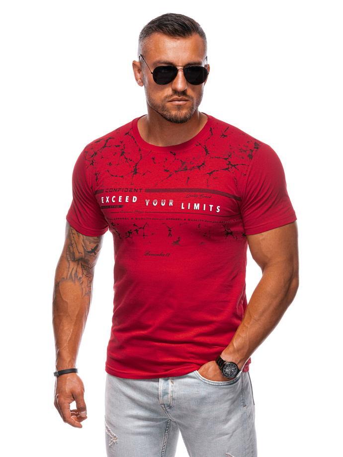 Men's printed t-shirt S1988 - red