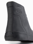 Men's high-top sneakers with matte texture and embossed logo - black V1 OM-FOTH-0185