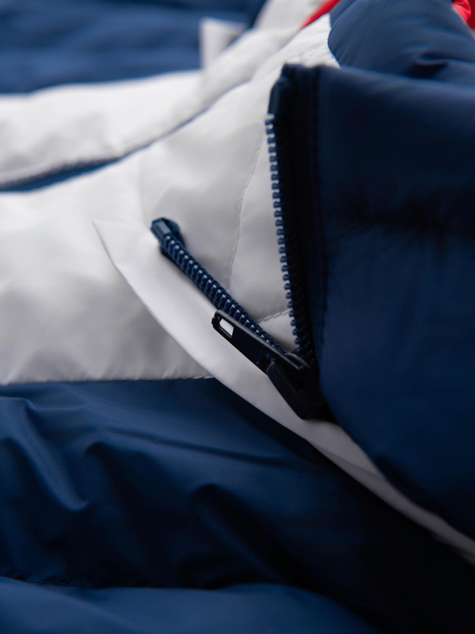 Colorful retro men's sports jacket - blue and white V1 OM-JALP-0296