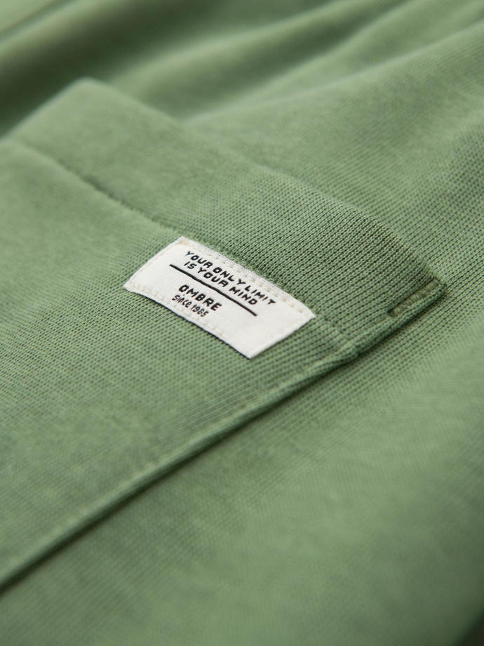 Spodnie męskie dresowe z nogawką bez ściągacza - zielone V3 OM-PABS-0206