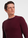 Men's cotton sweater with round neckline - maroon V8 OM-SWSW-0103