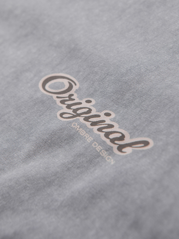 Cotton t-shirt printed on chest and back - gray V1 OM-TSWT-0201