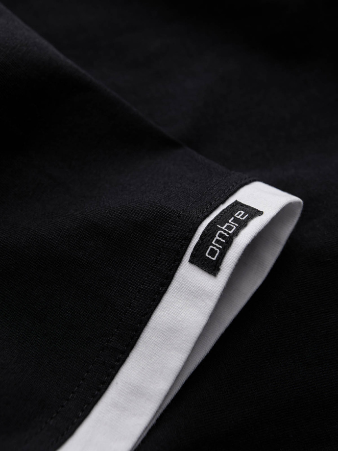 Casual men's cotton hooded t-shirt - black V9 OM-TSCT-22SS-001